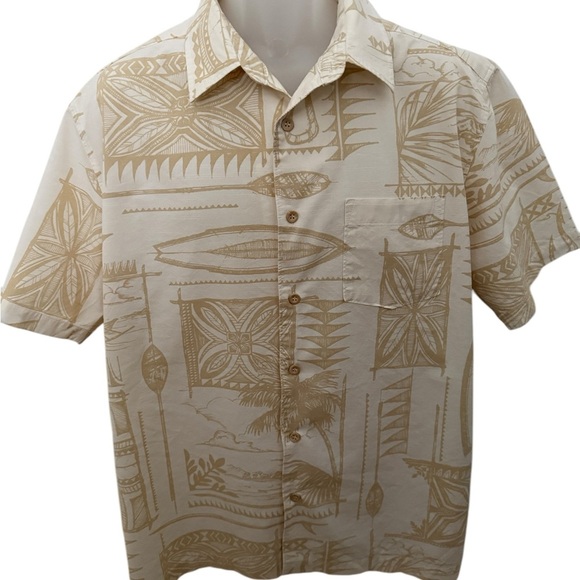 QUIKSILVER Waterman Collection Aloha Hawaiian Shirt Men M Medium Comfort Fit - Picture 1 of 5